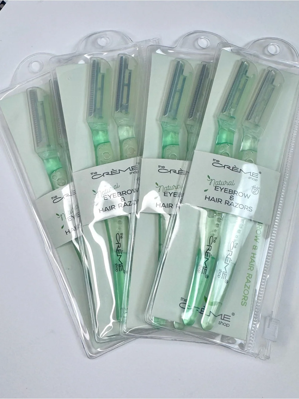 The Crème Shop Natural Eyebrow & Hair Razors - Mint Green 4 Packs- 2 per pack